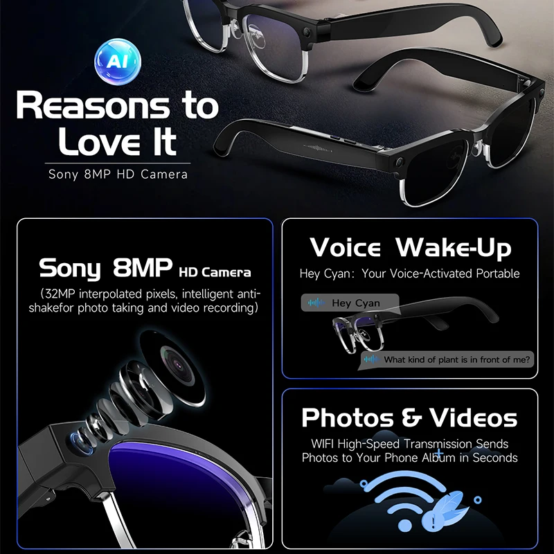 AI Smart Translation Glasses W - Audio Music Recognition recension och pris