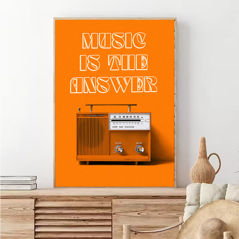 Vintage Radio Wall Art Framele - Audio Music Background recension och pris