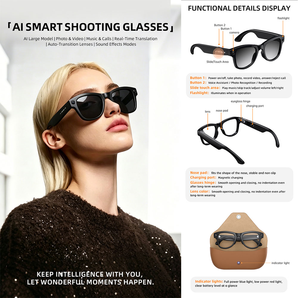 2026 AI Smart Glasses with Cam - Audio Music Recognition recension och pris