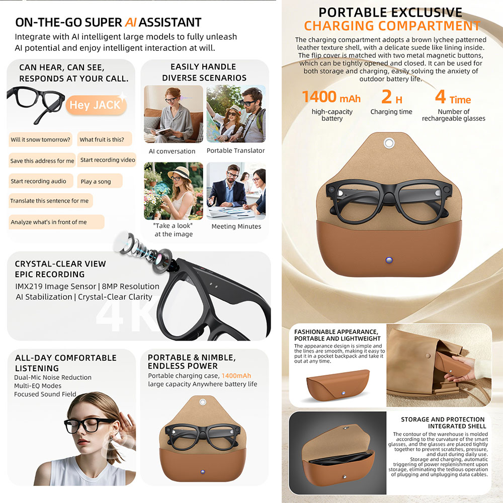 2026 AI Smart Glasses with Cam - Audio Music Recognition recension och pris
