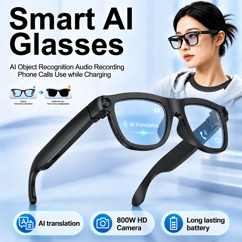 Smart Al Glasses 800W HD Camer - Audio Music Recognition recension och pris