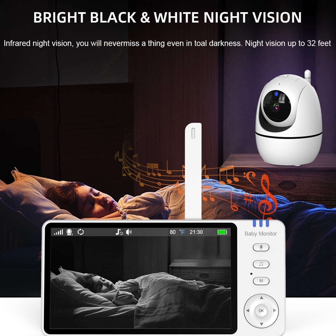 5 Inch Video Baby Monitor 2.4G - Audio Music Network recension och pris