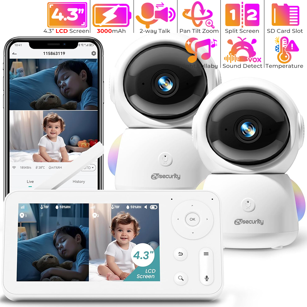 2K Baby Monitor with 2 Cameras - Audio Music Network recension och pris