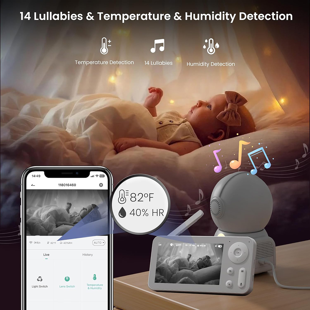 2K Baby Monitor with 2 Cameras - Audio Music Network recension och pris